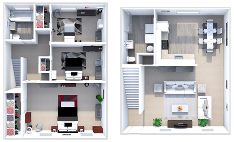 a comparison of two floor plans of a house